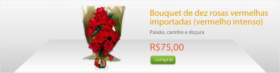 Bouquet de dez rosas vermelhas importadas (vermelho intenso)