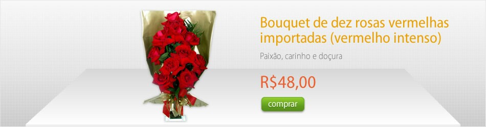 Bouquet de dez rosas vermelhas importadas (vermelho intenso)