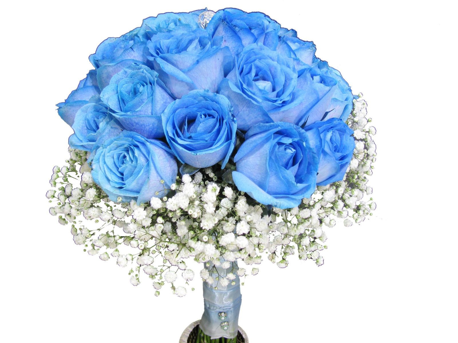 Buquê de noiva rosas azuis