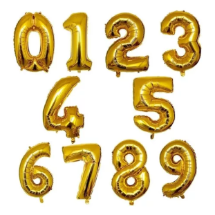 Balão metalizado dourado números - Complemento