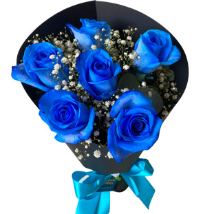 Buquê de 6 rosas azuis