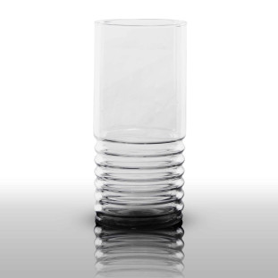 Vaso de vidro transparente com design ondulado na base, estilo Marrocos M