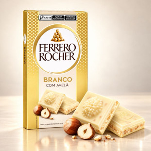 Barra Ferrero Rocher - Branco com avelã