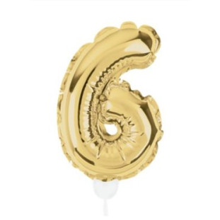 balão dourado formato número seis