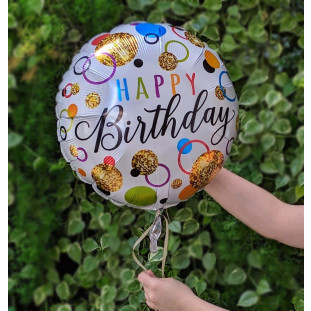 Balão Happy Birthday Branco G - Complemento