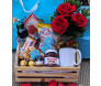 cestas de café manhã de rosas vermelhas com entrega