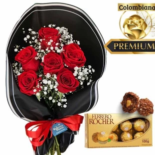 rosas vermelhas com ferrero rocher