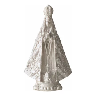 Imagem de Nossa Senhora Aparecida com manto perolado artesanal de 15cm em gesso