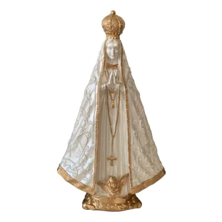 Imagem de Nossa Senhora Aparecida Dourado com manto bordado - 22cm