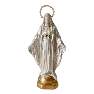 Imagem de Nossa Senhora das Graças 20cm com auréola de estrelas e acabamento perolado