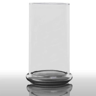 Vaso de vidro cilíndrico alto Hawai com base sólida para arranjos florais.