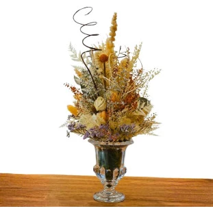 arranjo de flores secas jardim de outono em vaso de vidro ikebana flores