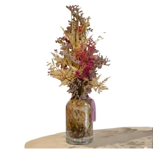 arranjo de flores secas ternura em vaso de vidro ikebana flores