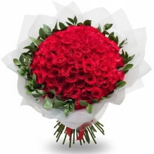Buquê com cem rosas vermelhas