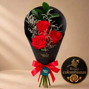 Buquê 3 Rosas Vermelhas