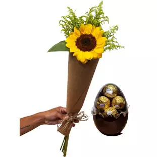 cone girassol + chocolate fererro rocher