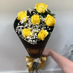 buquê de 6 rosas amarelas