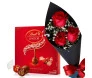 buquê com rosas e lindt