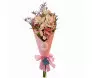 Buquê de astromélias em tons rosa, pêssego e creme com flores lilás, embalagem rosa e laço de cetim para o Dia das Mães - Ikebana Flores BH.
