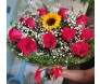 Buquê de rosas e girassol em BH