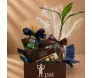 Presente para o melhor pai com vinho tinto espanhol, bombons Ferrero Collection e bambu da sorte em base de madeira