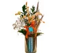 Arranjo de Mini Orquídea no Vidro finalizado com laço laranja