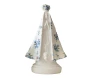 Imagem de Nossa Senhora Aparecida com manto branco floral azul, 20 cm de altura